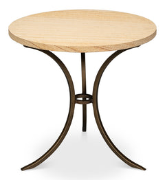 Chichester Brown Oak Wood/Metal Round Side Table - Ornate Home