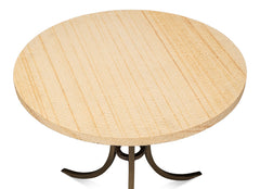 Chichester Brown Oak Wood/Metal Round Side Table - Ornate Home