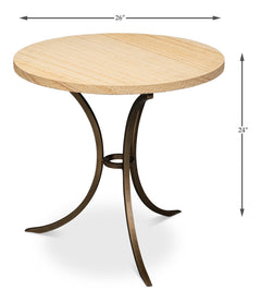 Chichester Brown Oak Wood/Metal Round Side Table - Ornate Home