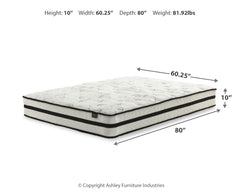 Chime 10 Inch Hybrid White 10 Inch Queen Mattress and Pillow - Ornate Home