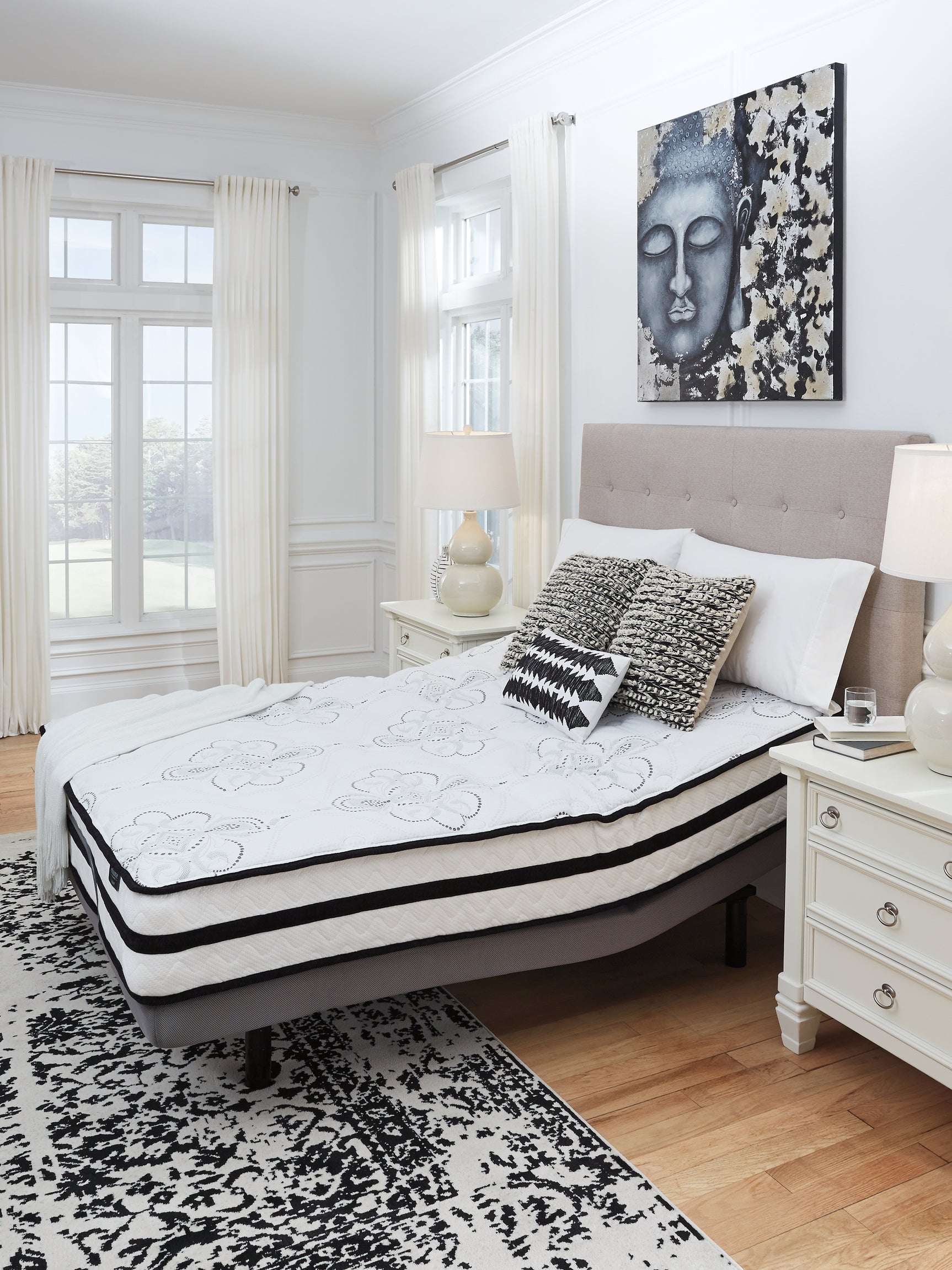 Chime 10 Inch Hybrid White 10 Inch Queen Mattress and Pillow - Ornate Home