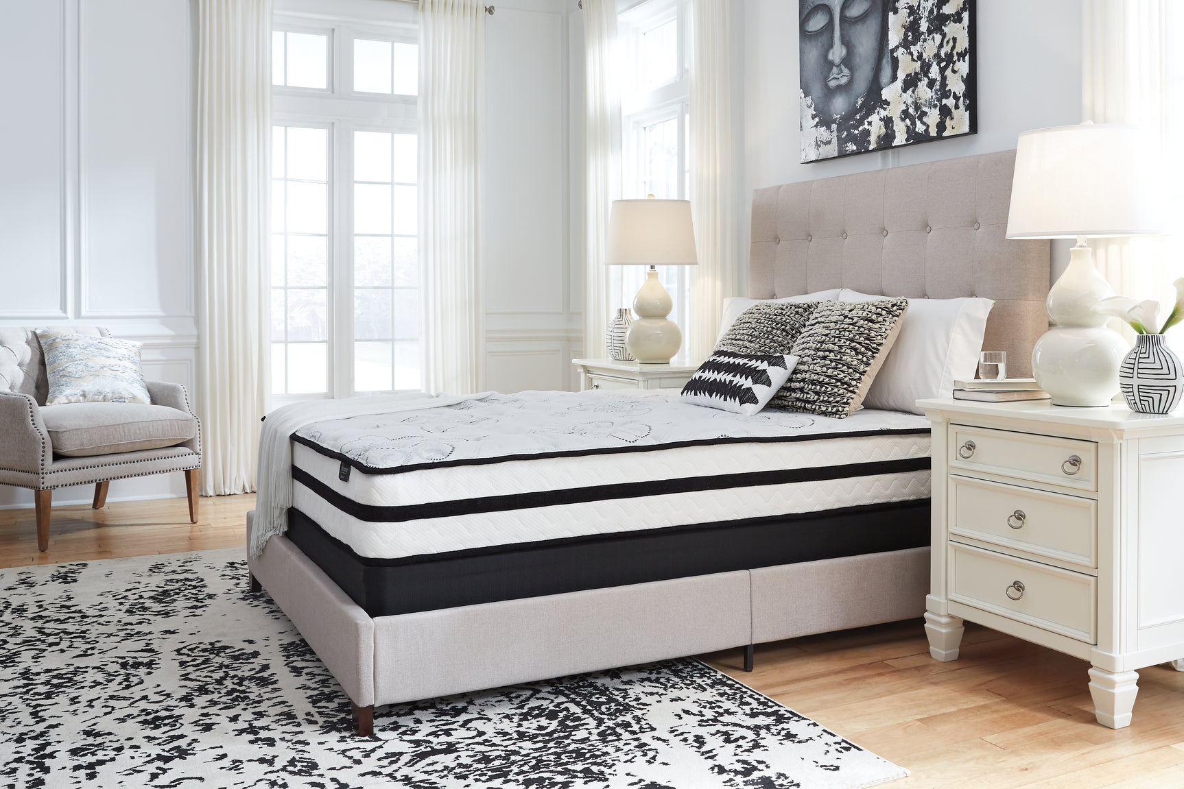 Chime 10 Inch Hybrid White 10 Inch Queen Mattress and Pillow - Ornate Home