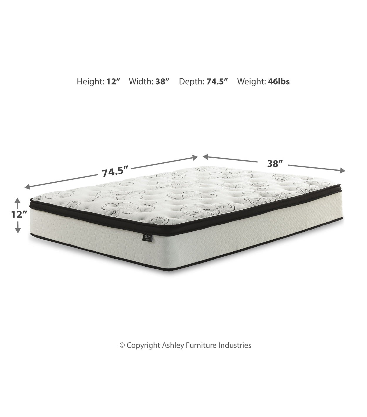 Chime 12 Inch Hybrid Ultra Plush Twin Mattress in a Box (Online Special Price) - Ornate Home