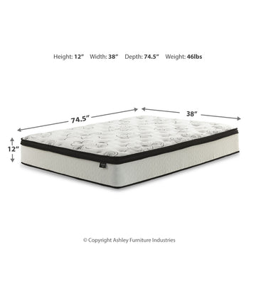 Chime 12 Inch Hybrid Ultra Plush Twin Mattress in a Box - Ornate Home
