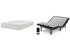 Chime 12 Inch Memory Foam White Queen Mattress & Adjustable Base - Ornate Home