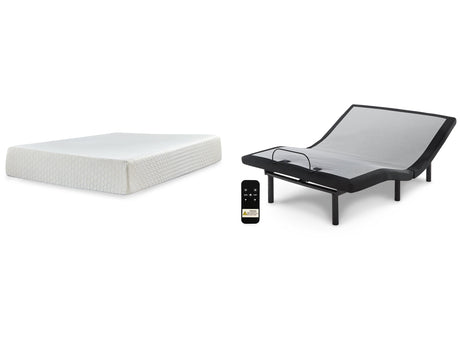 Chime 12 Inch Memory Foam White Queen Mattress & Adjustable Base - Ornate Home