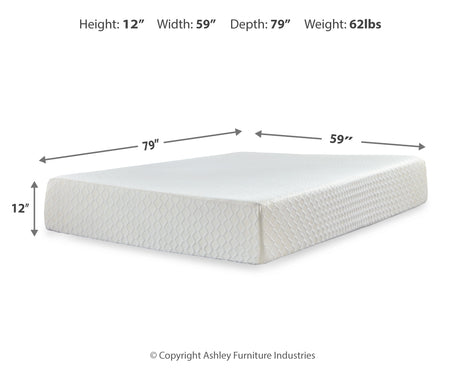 Chime 12 Inch Memory Foam White Queen Mattress & Adjustable Base - Ornate Home