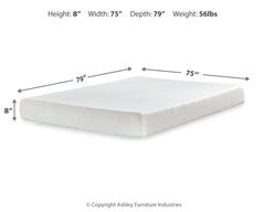 Chime 8 Inch Memory Foam White King Mattress and Adjustable Base - Ornate Home
