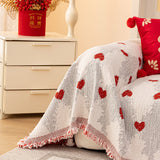 Chinese New Year Sofa Throw Cover Blanket, Decor Festive Red Fu Pattern Couch Cover - Ornate Home
