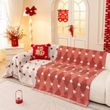 Chinese New Year Sofa Throw Cover Blanket, Decor Festive Red Fu Pattern Couch Cover - Ornate Home