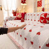 Chinese New Year Sofa Throw Cover Blanket, Decor Festive Red Fu Pattern Couch Cover - Ornate Home