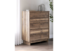 Chirason Brown Five Drawer Wide Chest - Ornate Home