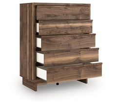 Chirason Brown Five Drawer Wide Chest - Ornate Home