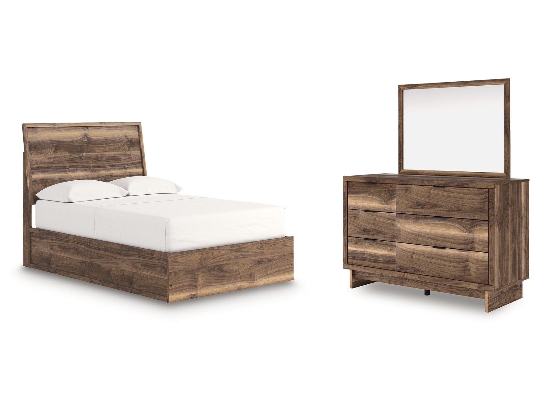 Chirason Brown Full Panel Platform Bed, Dresser and Mirror (Online Special Price) - Ornate Home