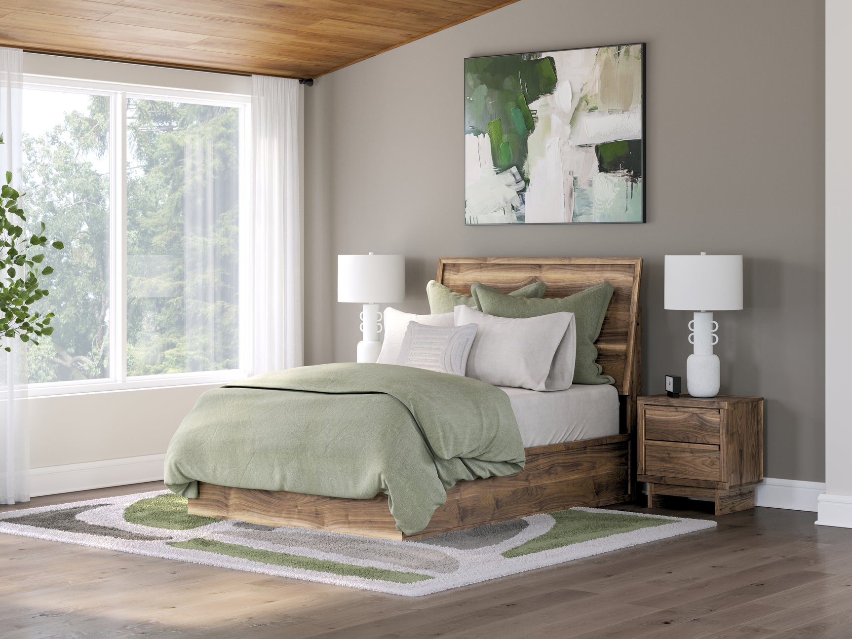 Chirason Brown Full Panel Platform Bed, Dresser and Mirror (Online Special Price) - Ornate Home