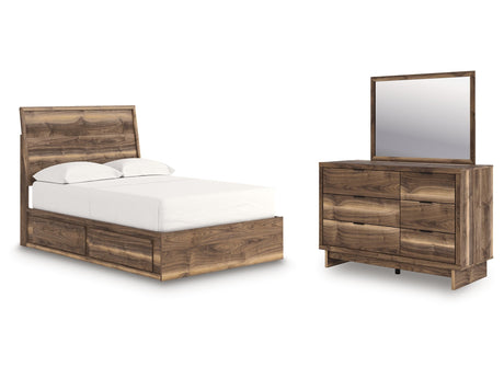 Chirason Brown Full Panel Storage Bed, Dresser and Mirror - Ornate Home