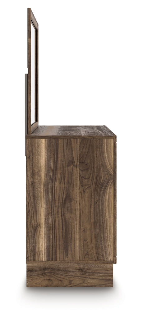 Chirason Brown Full Panel Storage Bed, Dresser and Mirror - Ornate Home