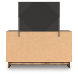 Chirason Brown/Sage Green Full Upholstered Bed, Dresser and Mirror - Ornate Home