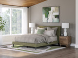 Chirason Brown/Sage Green Queen Upholstered Bed, Dresser and Mirror (Online Special Price) - Ornate Home