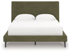 Chirason Brown/Sage Green Queen Upholstered Bed, Dresser and Mirror - Ornate Home