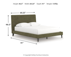 Chirason Brown/Sage Green Queen Upholstered Bed, Dresser and Mirror - Ornate Home