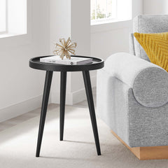 Chiro Black Round Wood Side Table - Ornate Home