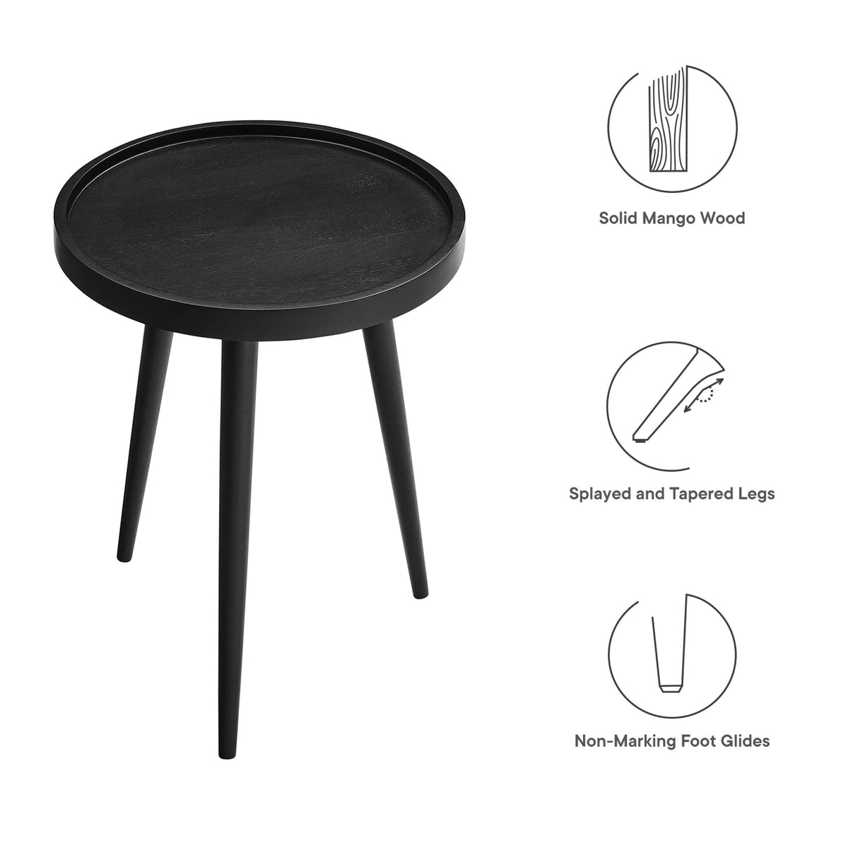 Chiro Black Round Wood Side Table - Ornate Home