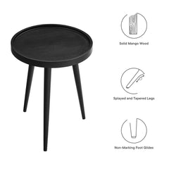 Chiro Black Round Wood Side Table - Ornate Home