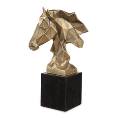 Chiseled Horse Bust Black/Gold Sculpture - Ornate Home