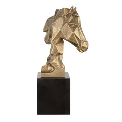 Chiseled Horse Bust Black/Gold Sculpture - Ornate Home