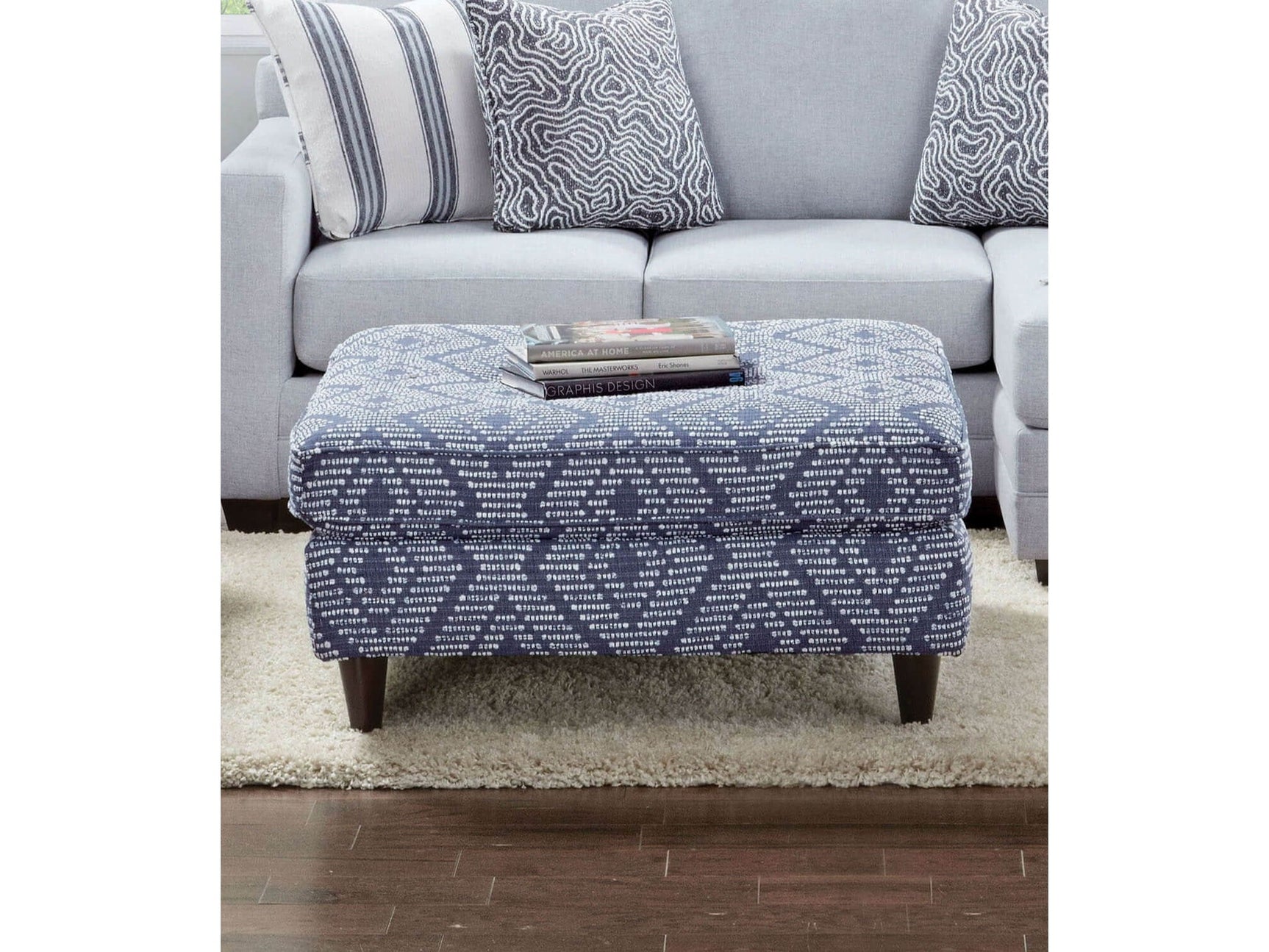 Chiswick Blue Ottoman - Ornate Home