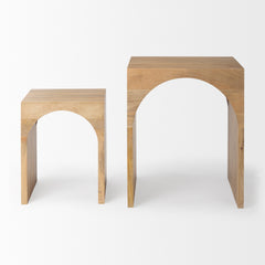 Chloe Light Brown Cottage Wood Nesting Accent Tables (Set of 2) - Ornate Home