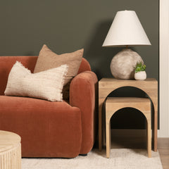 Chloe Light Brown Cottage Wood Nesting Accent Tables (Set of 2) - Ornate Home