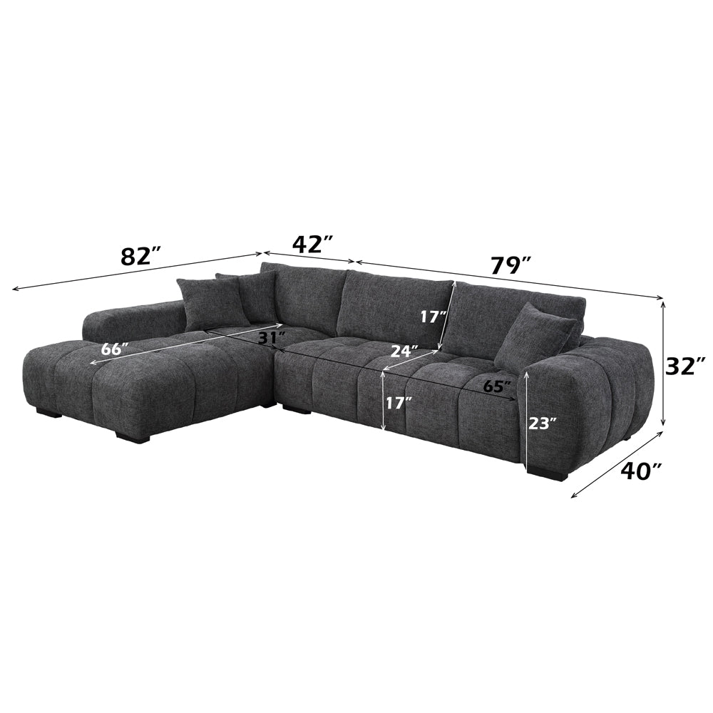 Chosen Gray Chenille 2-Piece LAF Chaise Sectional - Ornate Home