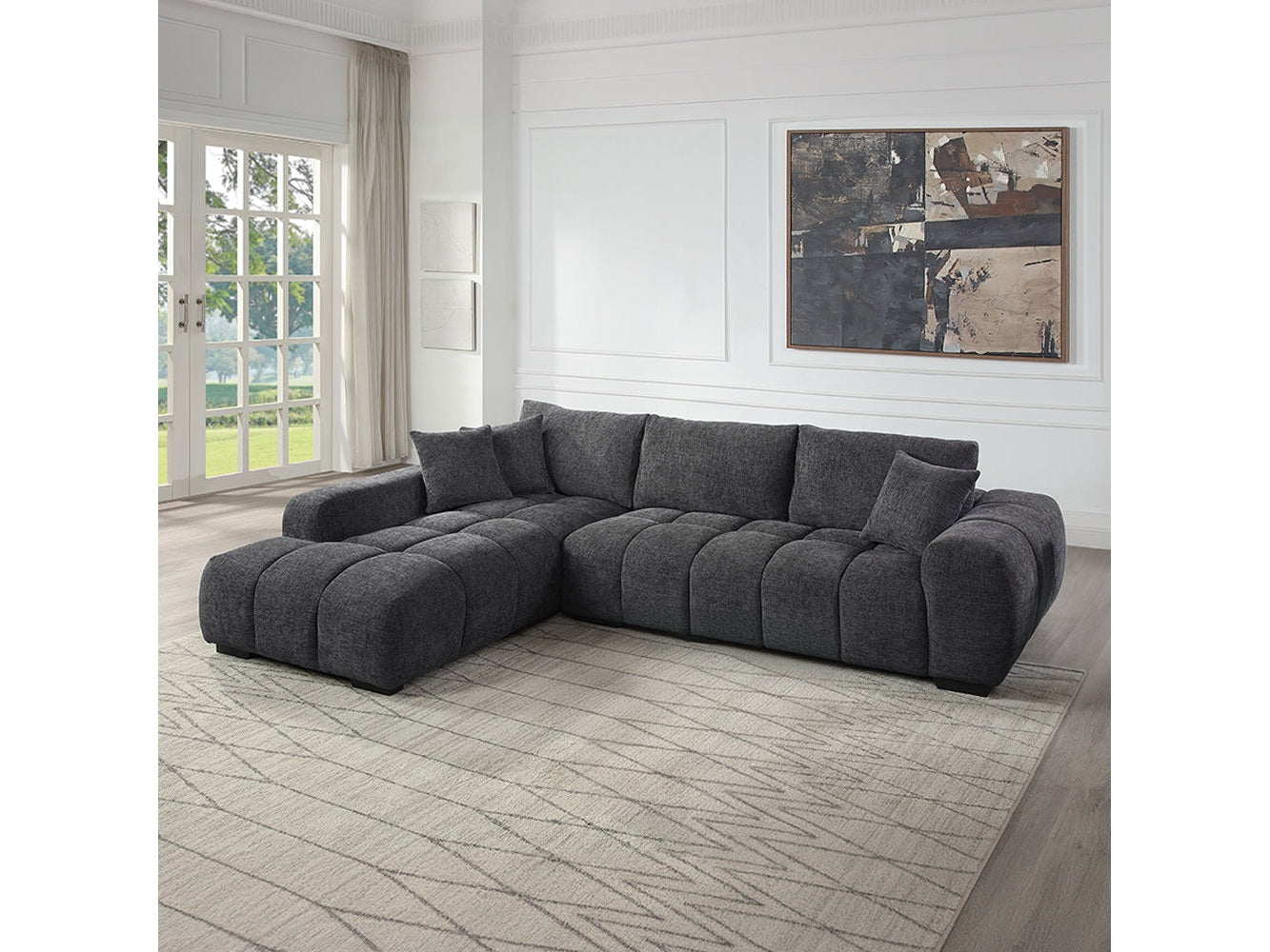 Chosen Gray Chenille 2-Piece LAF Chaise Sectional - Ornate Home