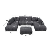 Chosen Gray Chenille 3-Piece Double Chaise Sectional - Ornate Home
