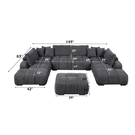 Chosen Gray Chenille 3-Piece Double Chaise Sectional - Ornate Home