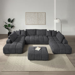 Chosen Gray Chenille 3-Piece Double Chaise Sectional - Ornate Home