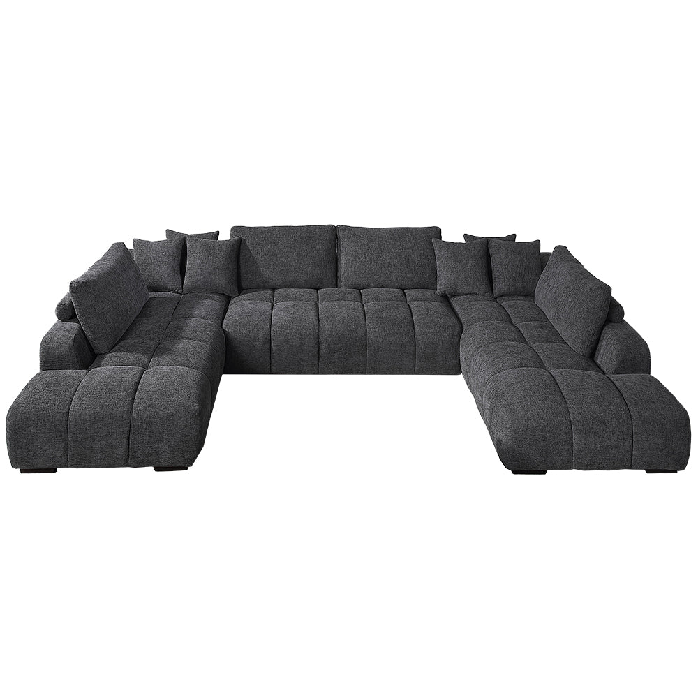Chosen Gray Chenille 3-Piece Double Chaise Sectional - Ornate Home