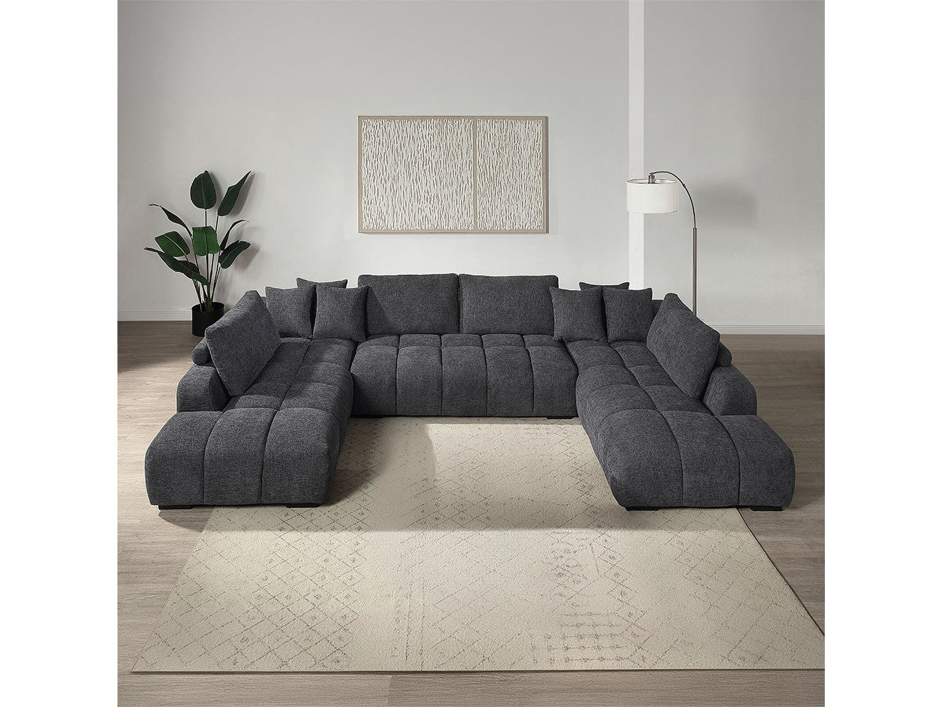 Chosen Gray Chenille 3-Piece Double Chaise Sectional - Ornate Home