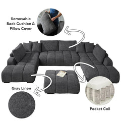 Chosen Gray Chenille Ottoman - Ornate Home