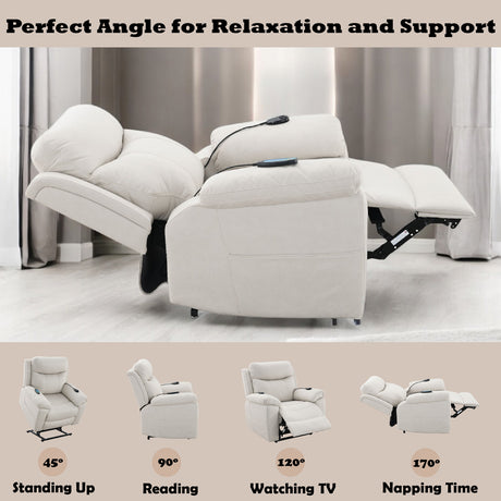 Chriki Beige Power Recliner - Ornate Home