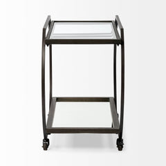 Chriselle Black Metal and Glass Two Tier Bar Cart - Ornate Home