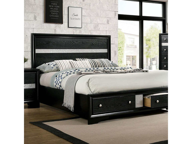 Chrissy Black Queen Storage Bed - Ornate Home