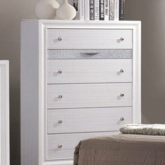 Chrissy White 5 Pc. Queen Bedroom Set w/ Chest - Ornate Home