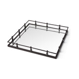 Christa Black Metal Mirrored Base Square Tray - Ornate Home