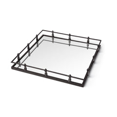 Christa Black Metal Mirrored Base Square Tray