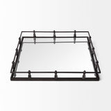 Christa Black Metal Mirrored Base Square Tray - Ornate Home