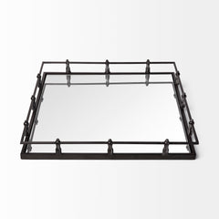 Christa Black Metal Mirrored Base Square Tray