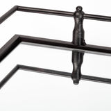 Christa Black Metal Mirrored Base Square Tray - Ornate Home